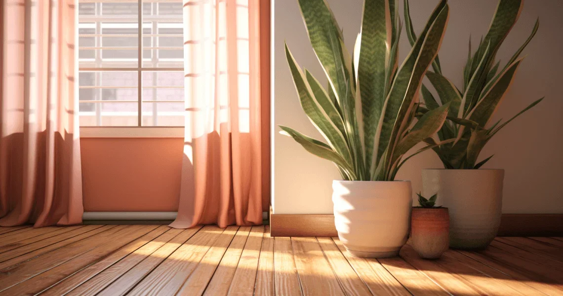 A beautiful snake plant beside a window inside a house
