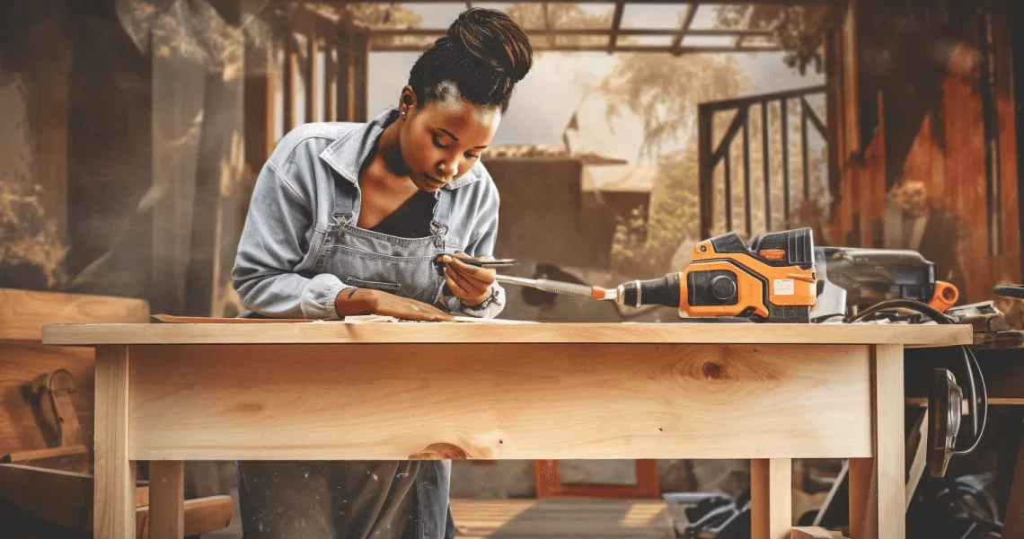Woman doing DIY in her home in Kenya
