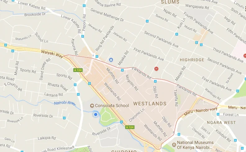 map of westlands nairobi