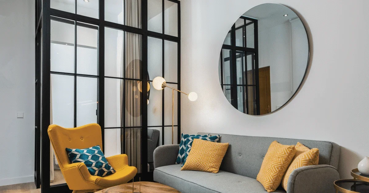 mirror in a living room